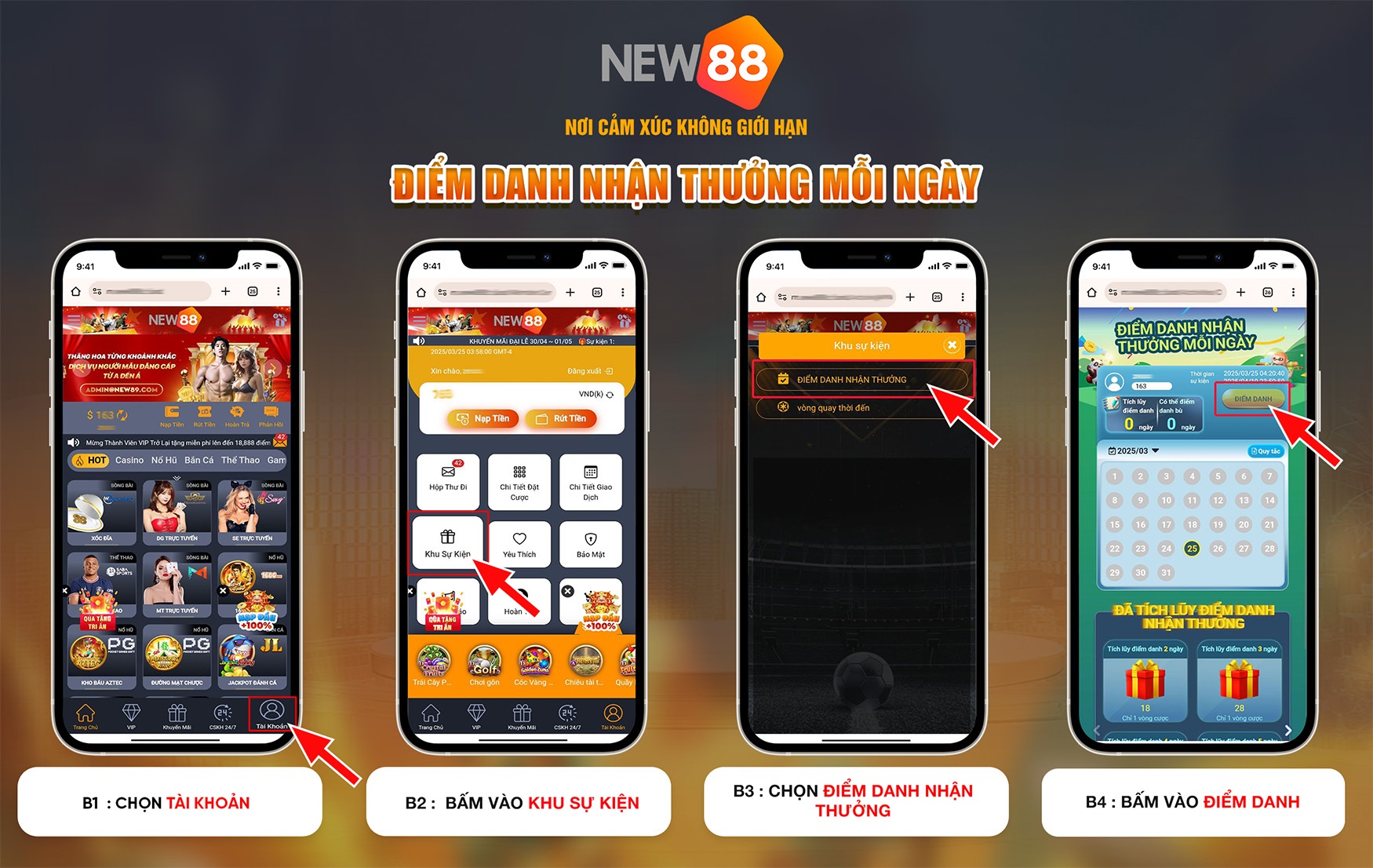 Điểm danh nhận thưởng mỗi ngày